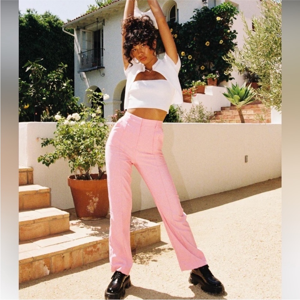 Princess Polly Kirstyn Pink Pants High-Waisted Size 8